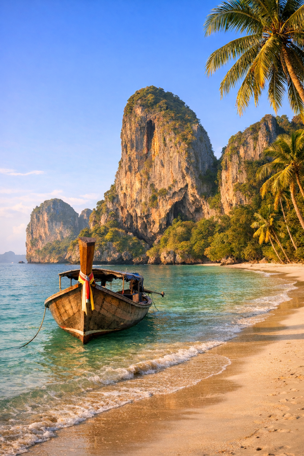 Thailand longtail boat on turquoise water