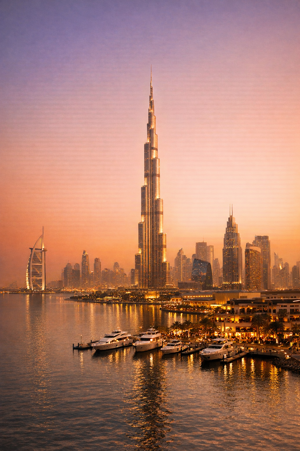 Dubai skyline at golden hour